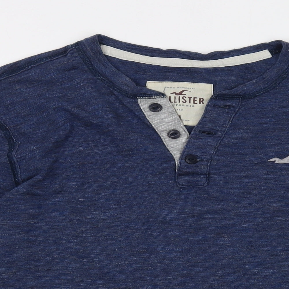 Hollister Mens Blue Cotton T-Shirt Size M V-Neck