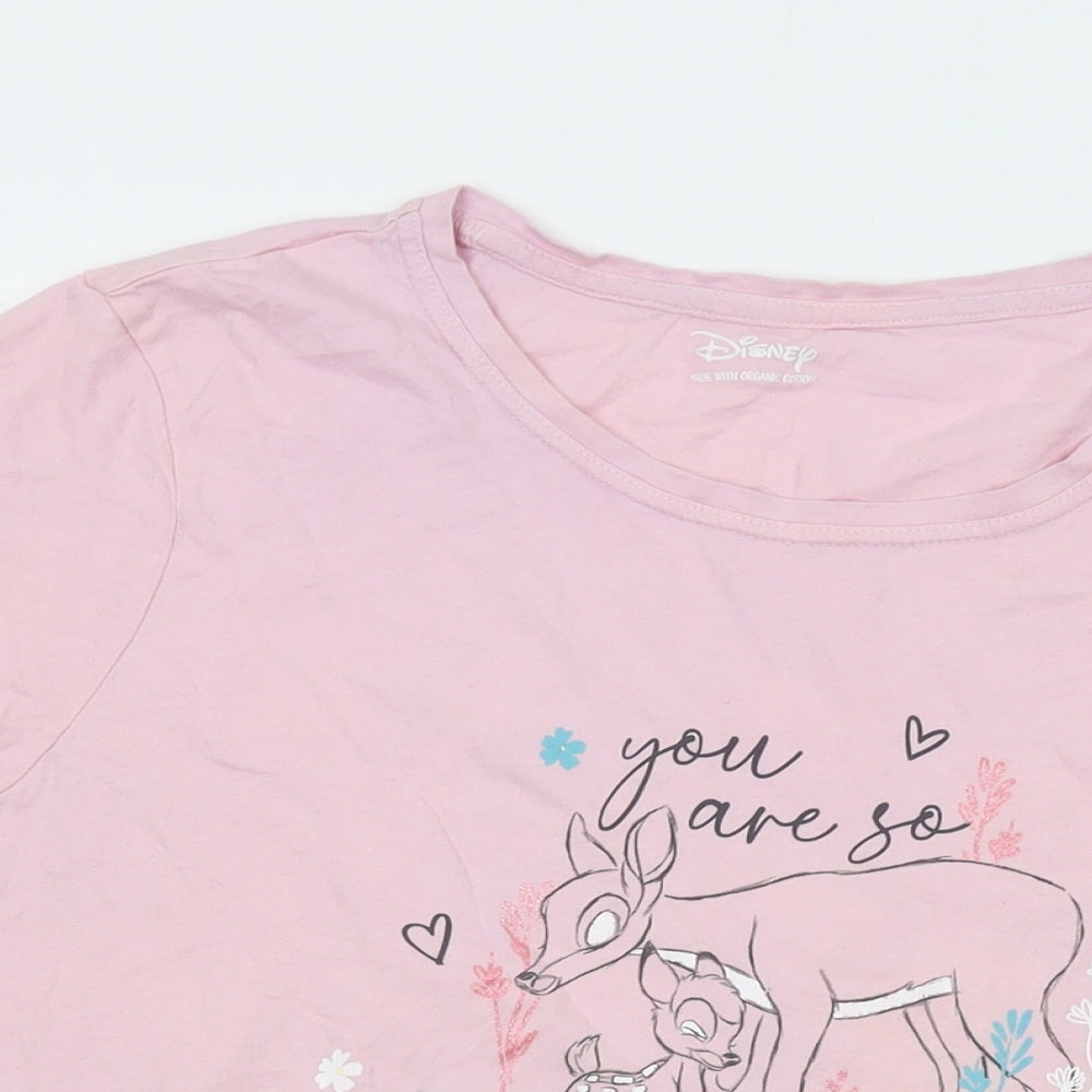 Disney Womens Pink Cotton Basic T-Shirt Size 20 Round Neck - Bambi