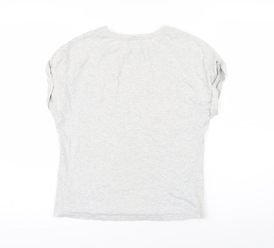 NEXT Girls Grey 100% Cotton Basic T-Shirt Size 12 Years Round Neck Pullover - Bonjour