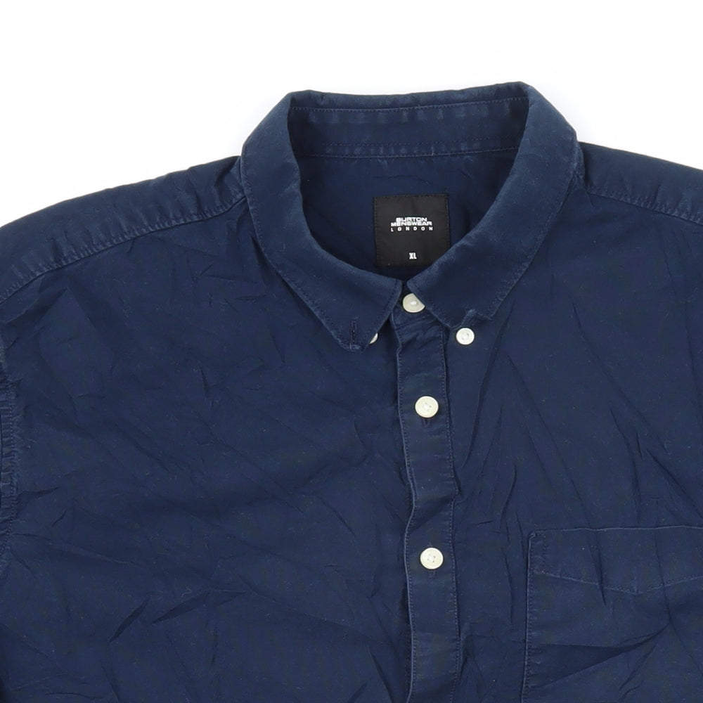 Burton Mens Blue Cotton Button-Up Size XL Collared Button