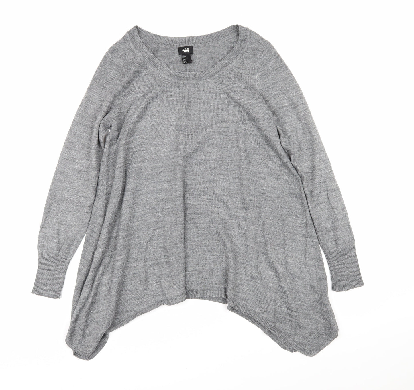 H&M Womens Grey Boat Neck Acrylic Pullover Jumper Size S