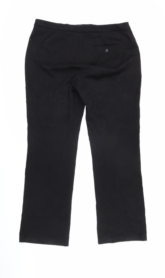 Marks and Spencer Womens Black Polyester Trousers Size 14 L28 in Regular Zip