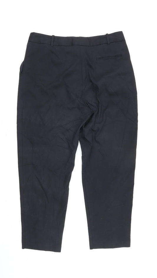 Finery Womens Black Cotton Trousers Size 14 L24 in Regular Zip