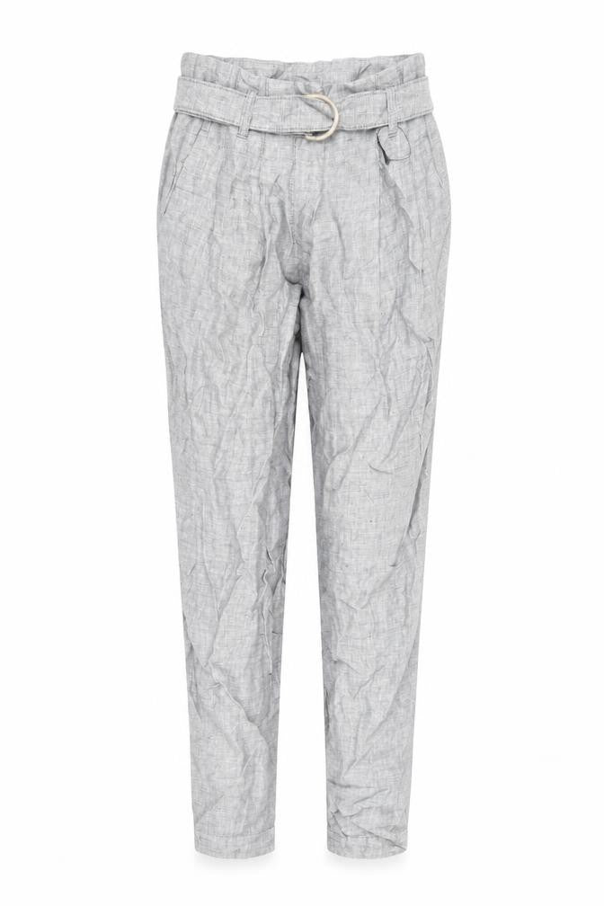 Marks & Spencer Womens Grey Flax Trousers Size 6 L26 in Regular Zip