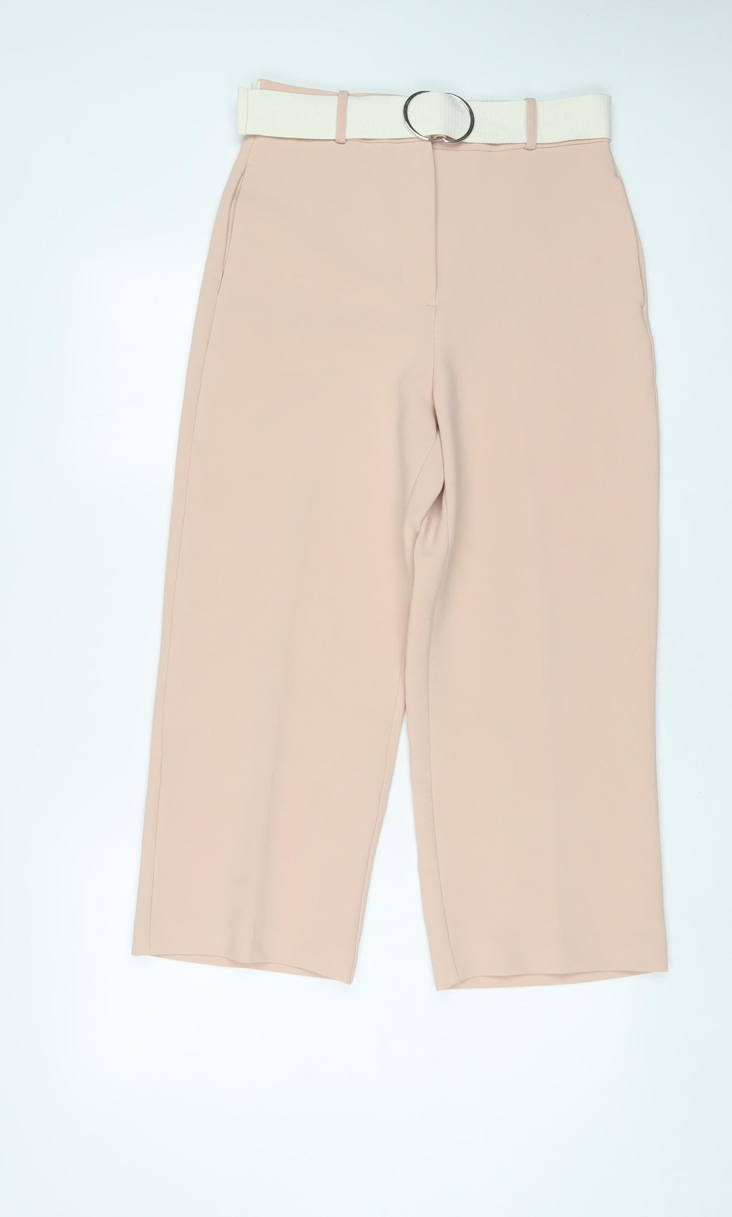 Zara Womens Blue Polyester Trousers Size S L24 in Regular Button - Belted