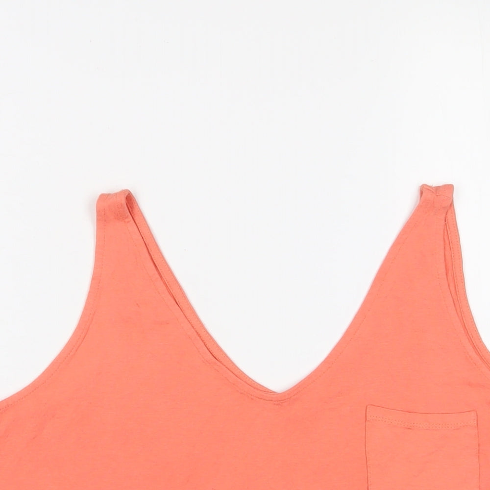 Warehouse Womens Orange Viscose Basic Tank Size 12 V-Neck