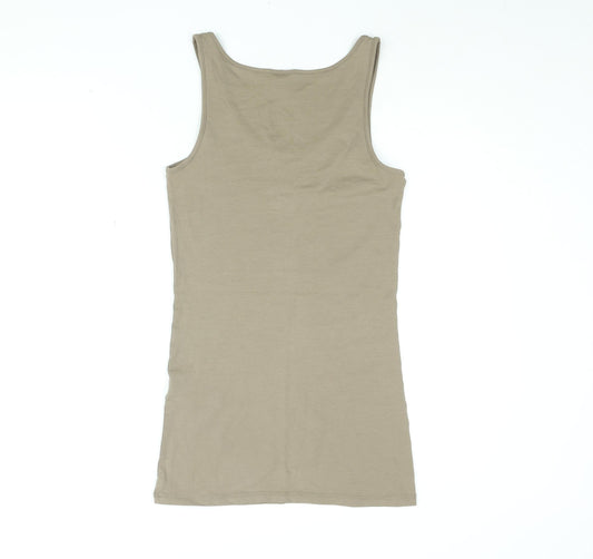 VERO MODA Womens Brown Cotton Basic Tank Size M Round Neck