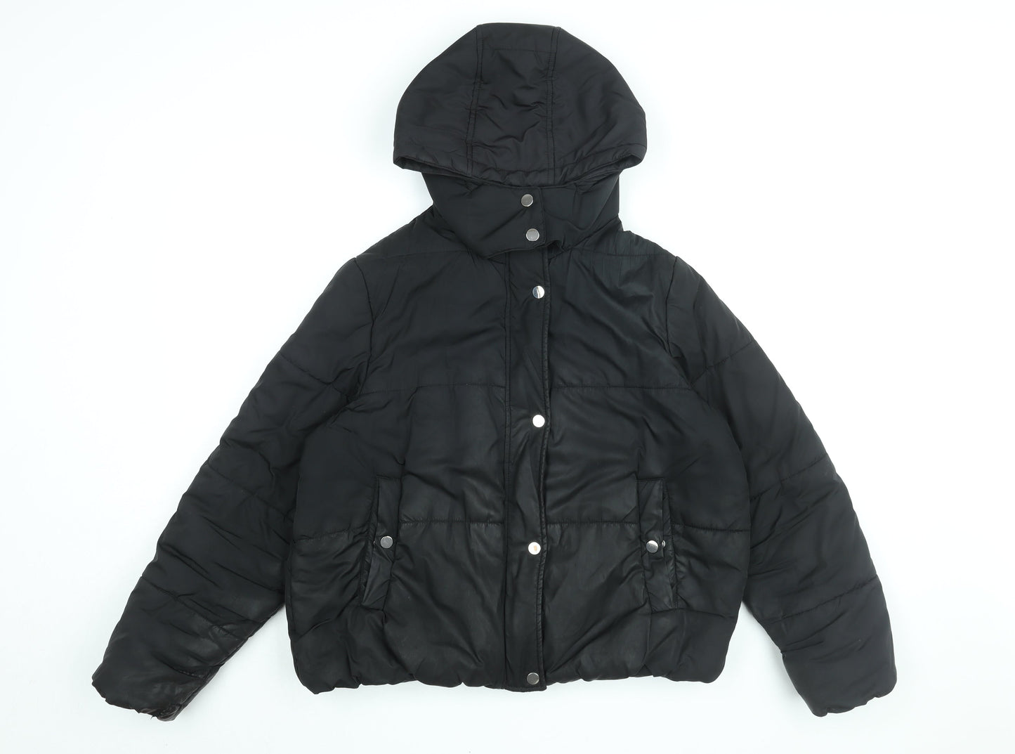 Marks and Spencer Womens Black Puffer Jacket Coat Size 14 Zip
