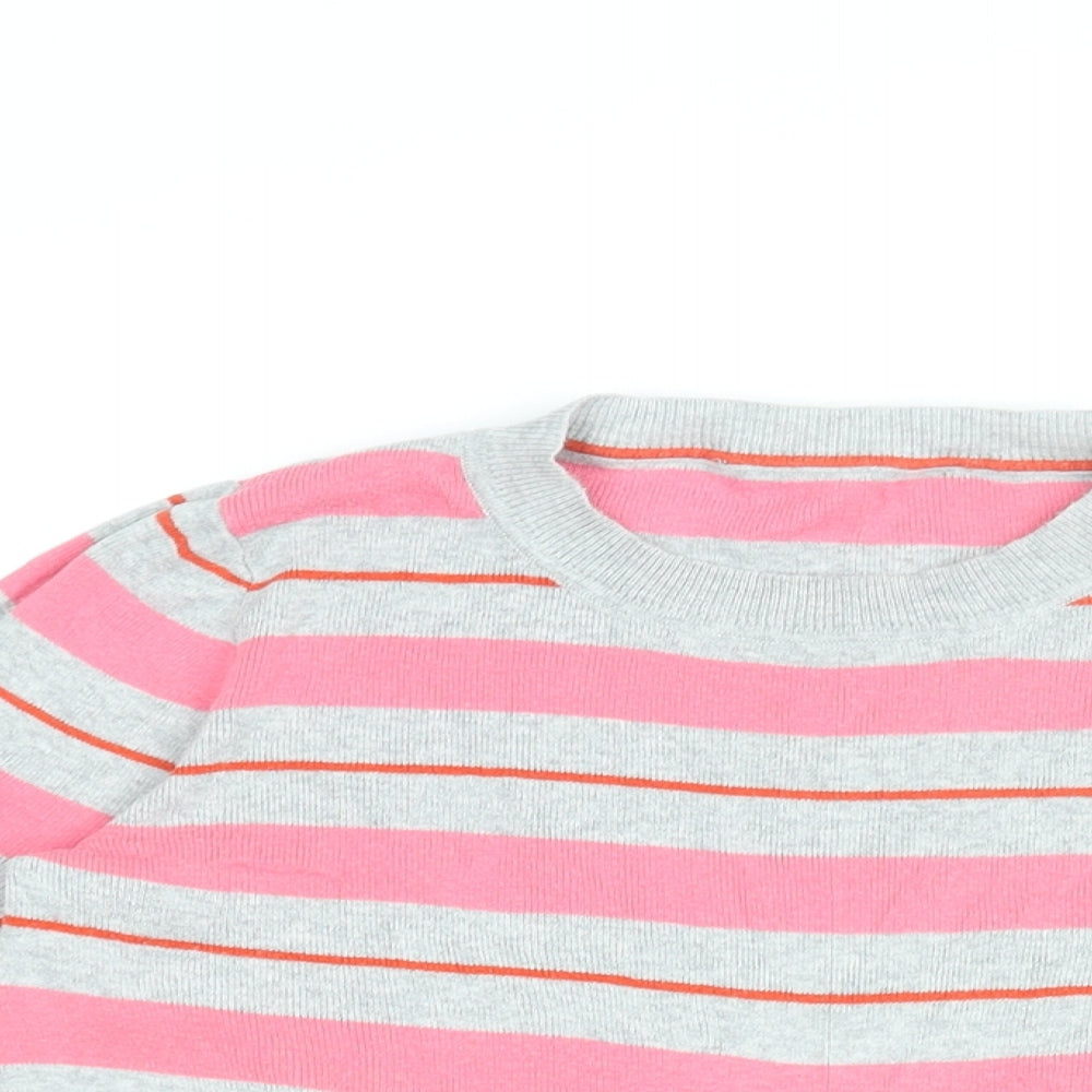 Oasis Womens Grey Striped Cotton Basic T-Shirt Size XS Round Neck
