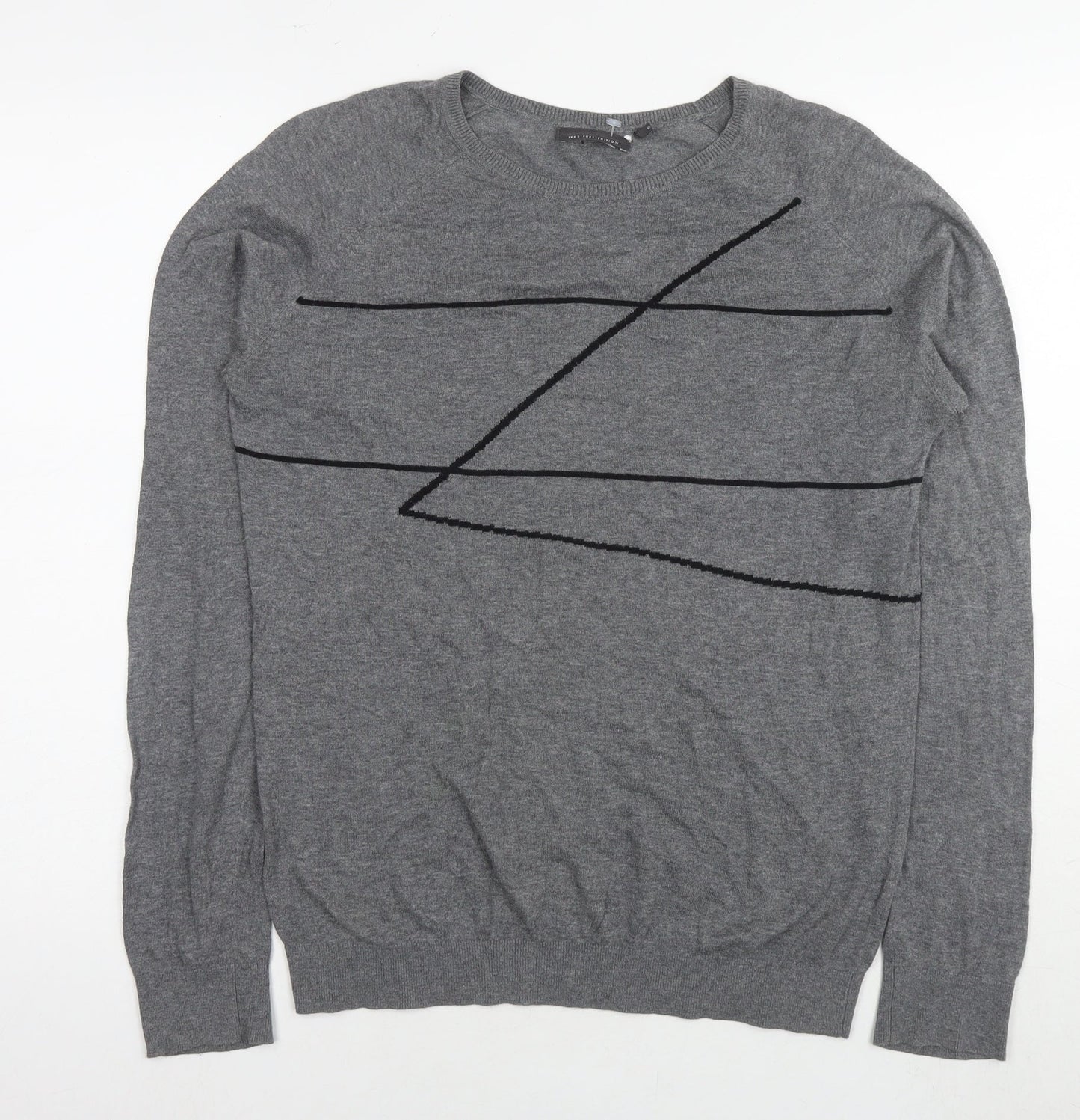 IKKS Womens Grey Polyester Pullover Sweatshirt Size S Pullover - Geometric Detail