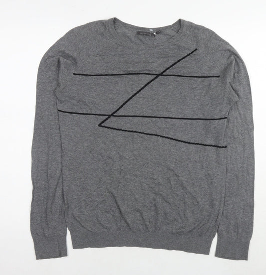 IKKS Womens Grey Polyester Pullover Sweatshirt Size S Pullover - Geometric Detail