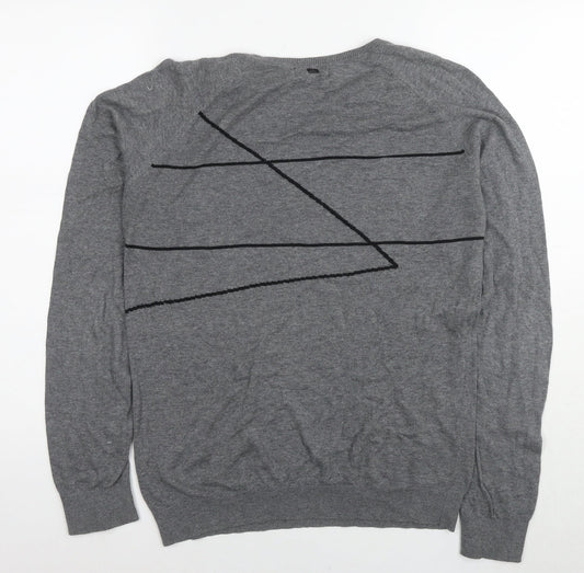 IKKS Womens Grey Polyester Pullover Sweatshirt Size S Pullover - Geometric Detail