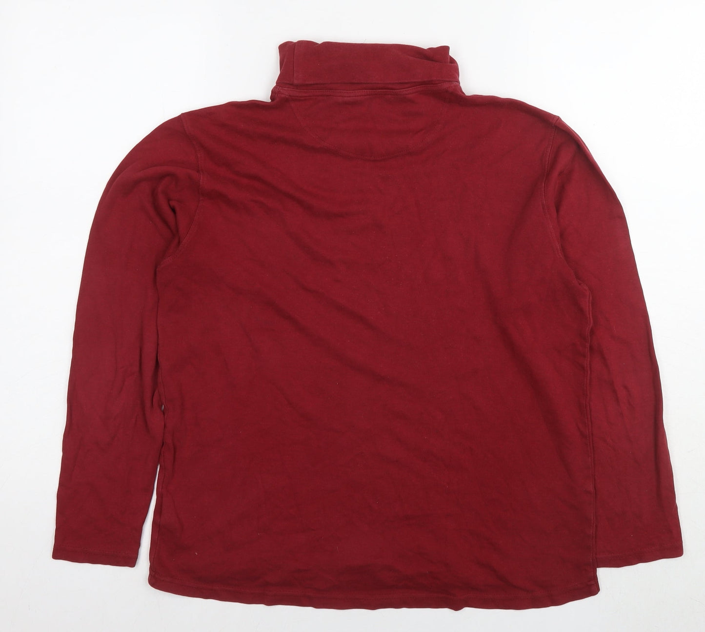 One Valley Womens Red Cotton Basic T-Shirt Size S Roll Neck