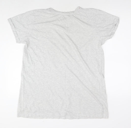 Stranger Things Womens Grey Cotton Basic T-Shirt Size 12 Round Neck - Logo Size 12-14