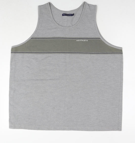 U.S Athletic Mens Grey Cotton T-Shirt Size M Round Neck