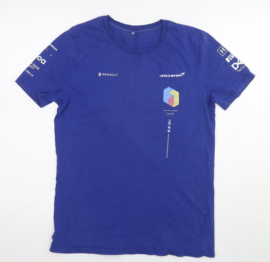 McLaren Mens Blue Cotton T-Shirt Size XS Round Neck - Logo Renault