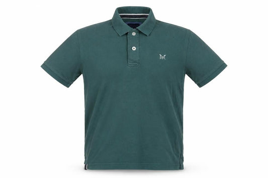Front view of Crew Clothing Green Cotton Polo, size XS, Collared Pullover