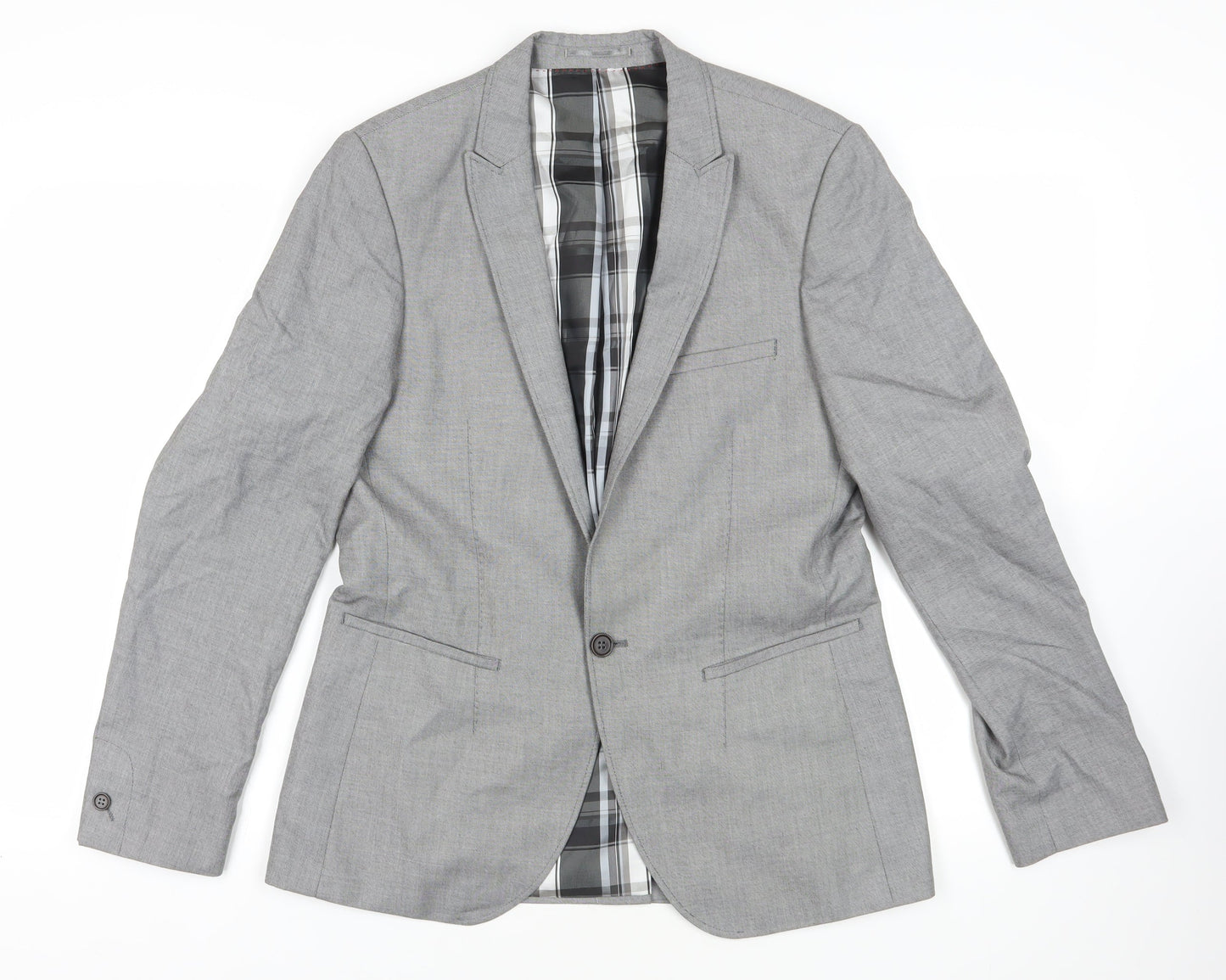 White Label Grey Checked Blazer, Size L, Regular Fit
