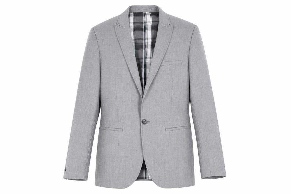 Front view of The White Company Grey Checked Blazer, size L, Regular Fit