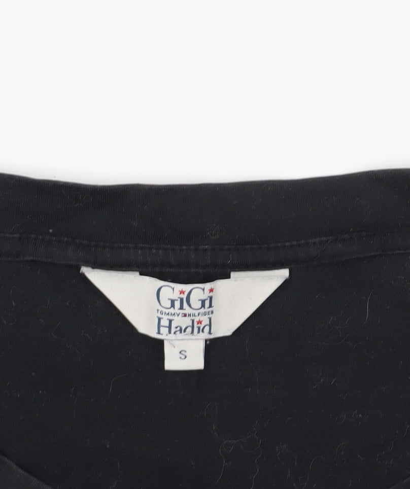 Tommy Hilfiger Black Cropped T-Shirt, Regular Fit, Size S