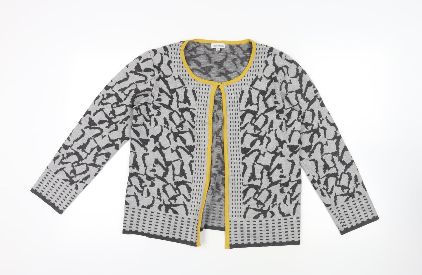 Nina Murati Grey Geometric Cardigan - Small, Long Sleeve