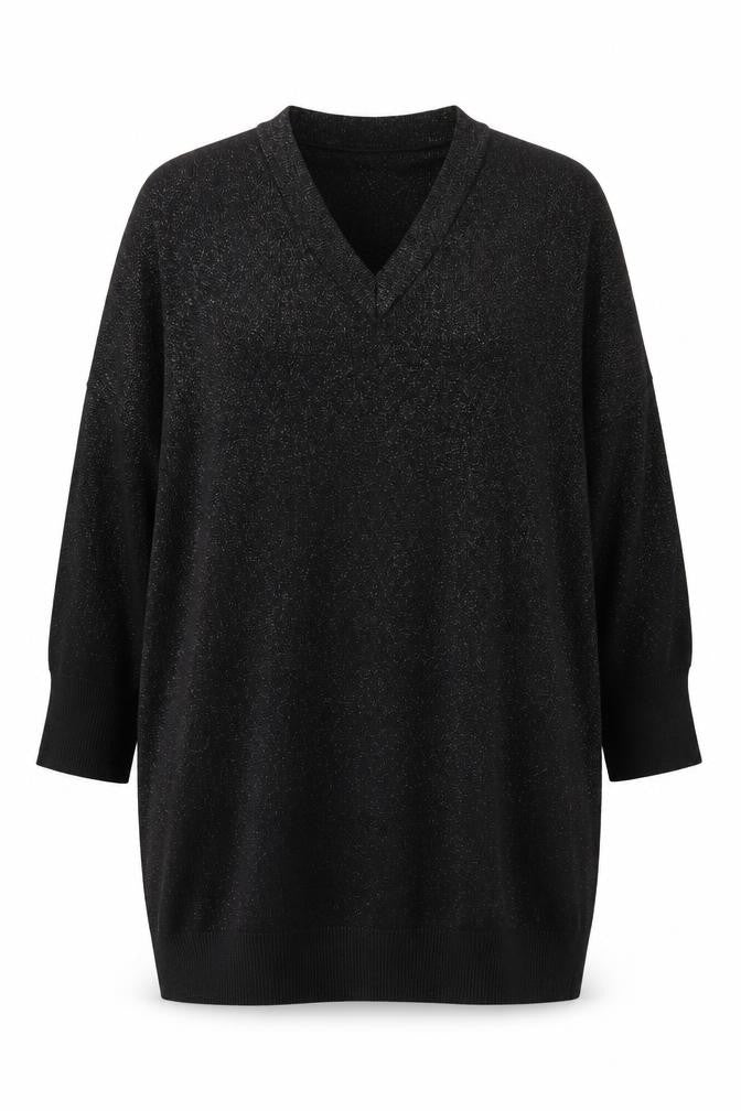 Front view of The White Company Black V-Neck jumper -, size L