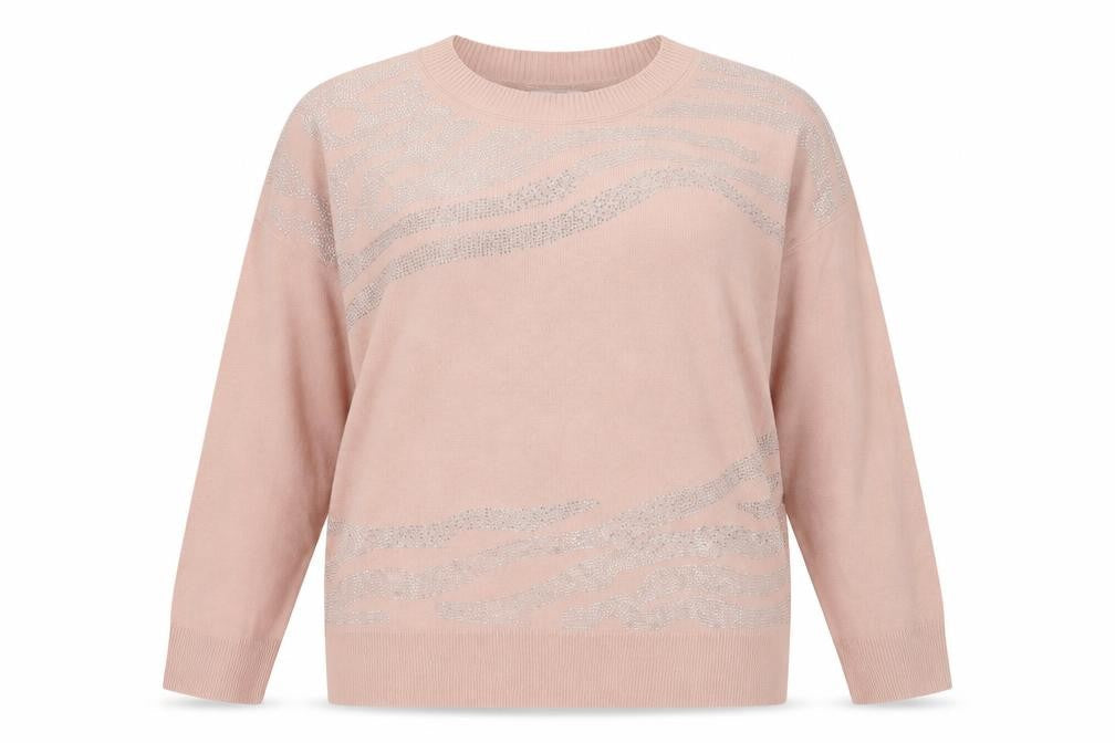 Front view of Next Pink Acrylic Beaded jumper, size L