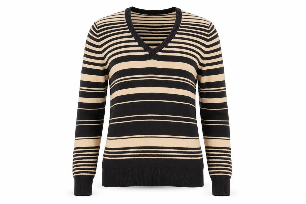 Front view of Debenhams Beige & Black Striped jumper, size 12