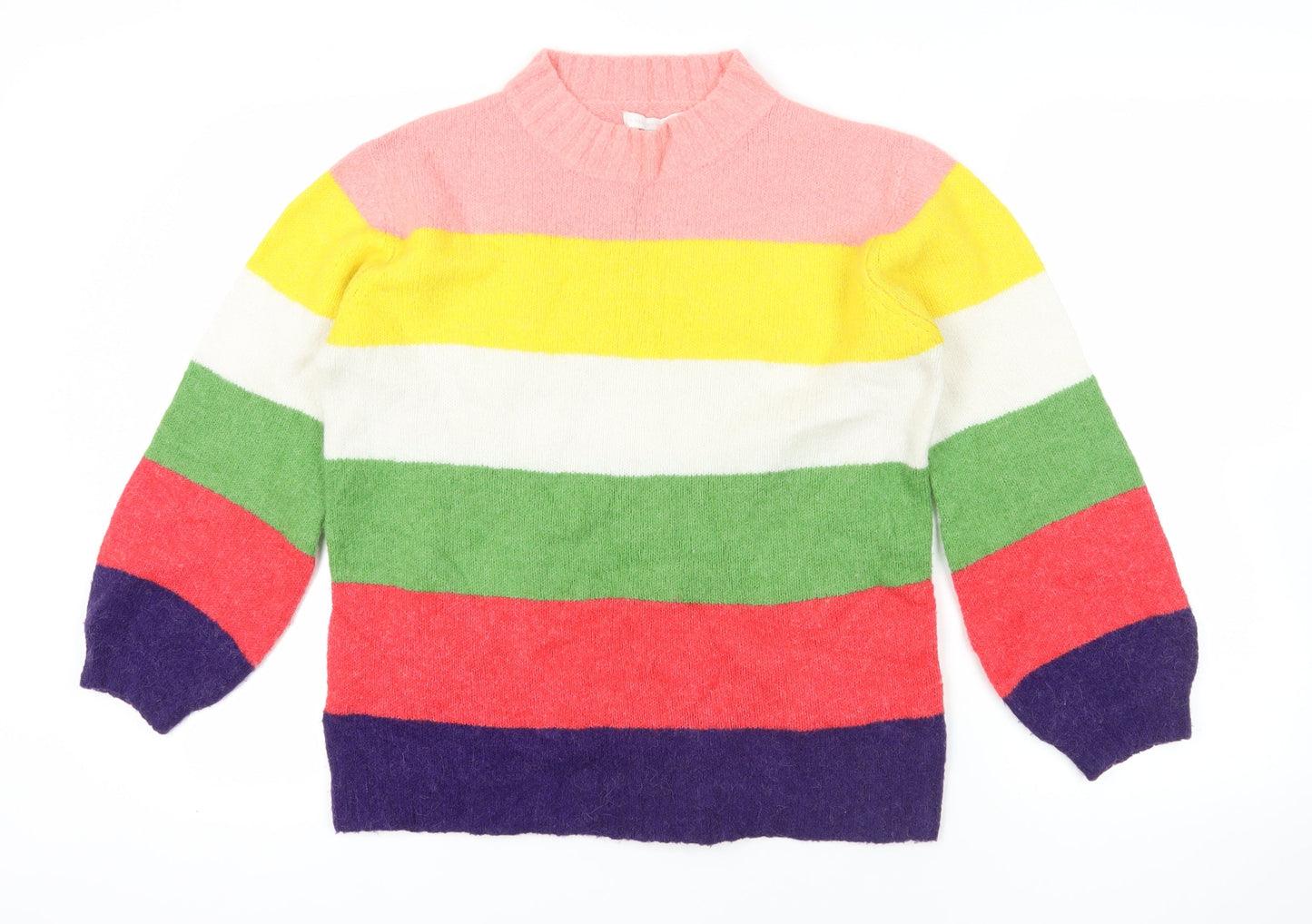 Next Multicoloured Striped Mock Neck Jumper M