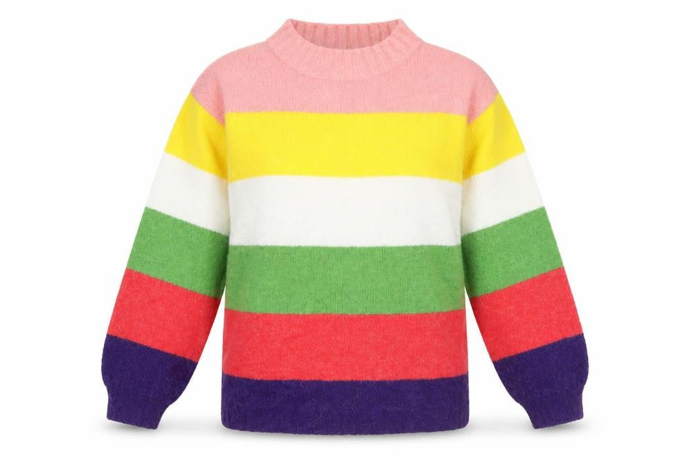 Front view of Next Multicoloured Striped Mock Neck Jumper M