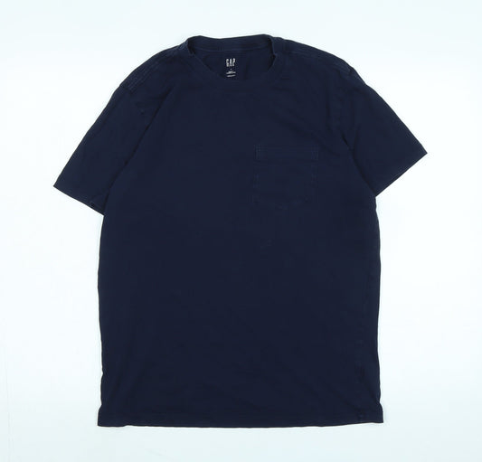 Gap Mens Blue Cotton T-Shirt Size S Crew Neck - Logo
