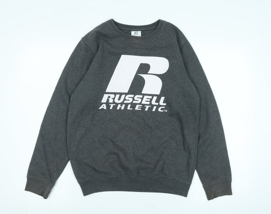 Russell Athletic Boys Grey Cotton Pullover Sweatshirt Size 12-13 Years - Logo