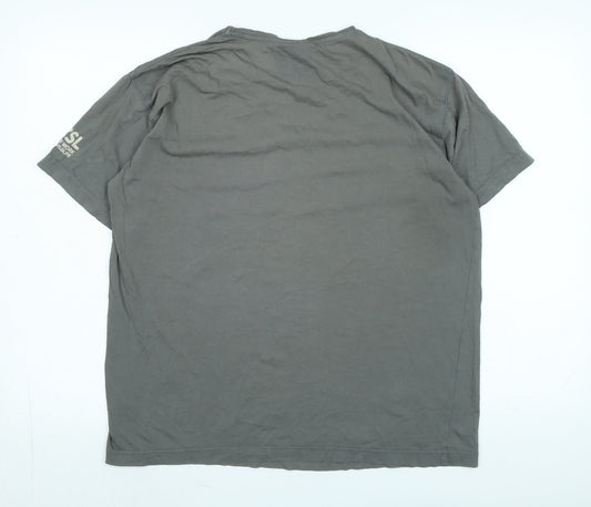 ZSL Mens Grey Cotton T-Shirt Size M Crew Neck - Logo
