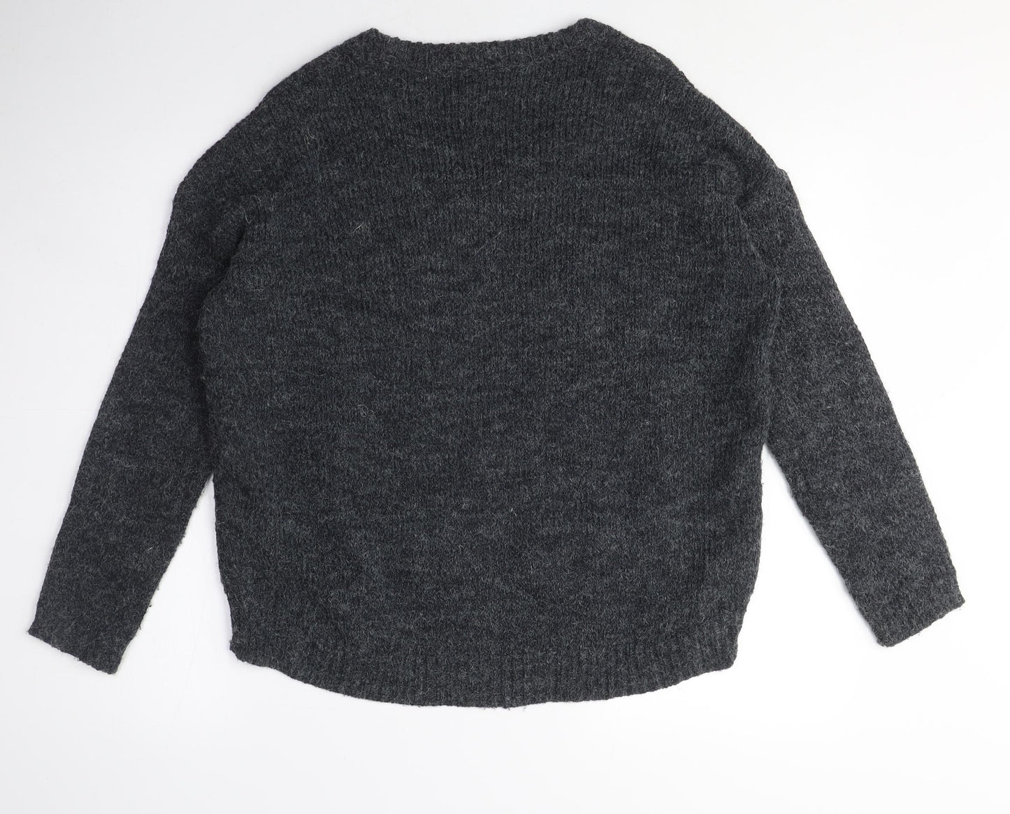 Derek Heart Womens Grey Crew Neck Acrylic Pullover Jumper Size S