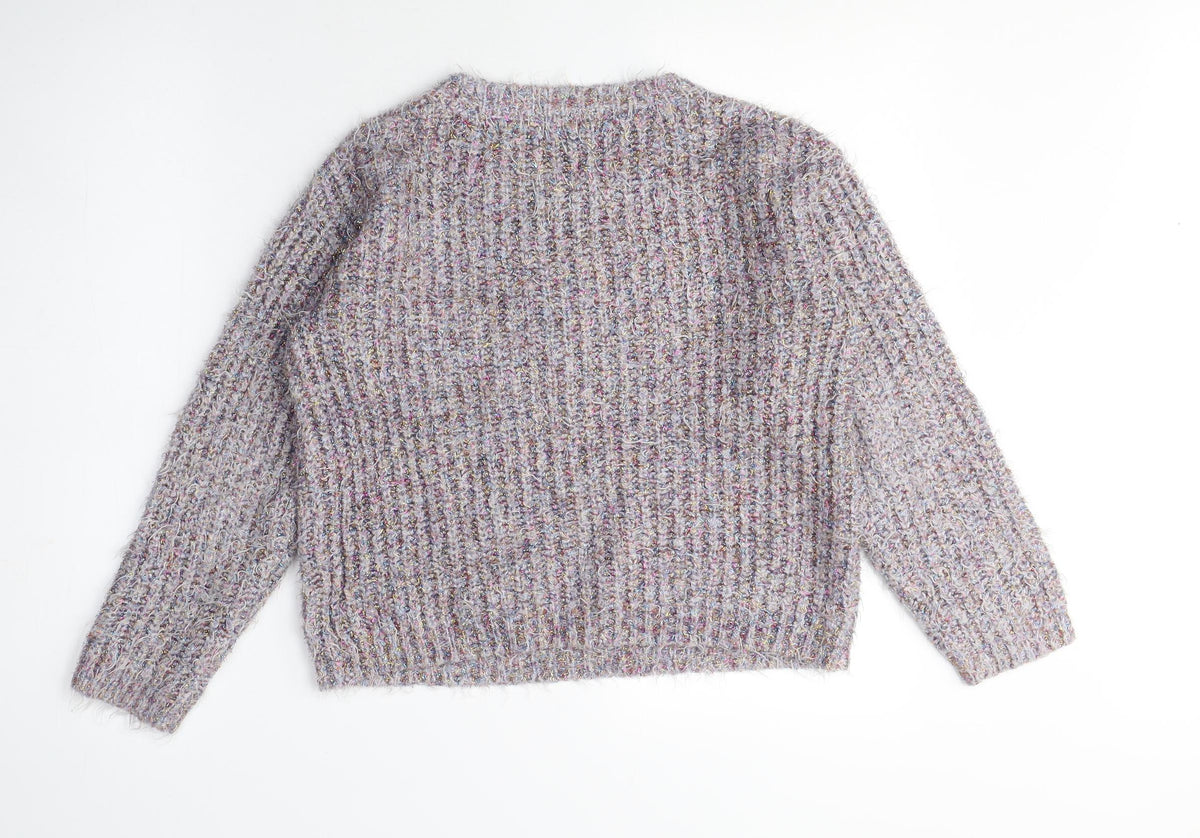 NEXT Girls Pink Crew Neck Nylon Pullover Jumper Size 11 Years - Sparkle