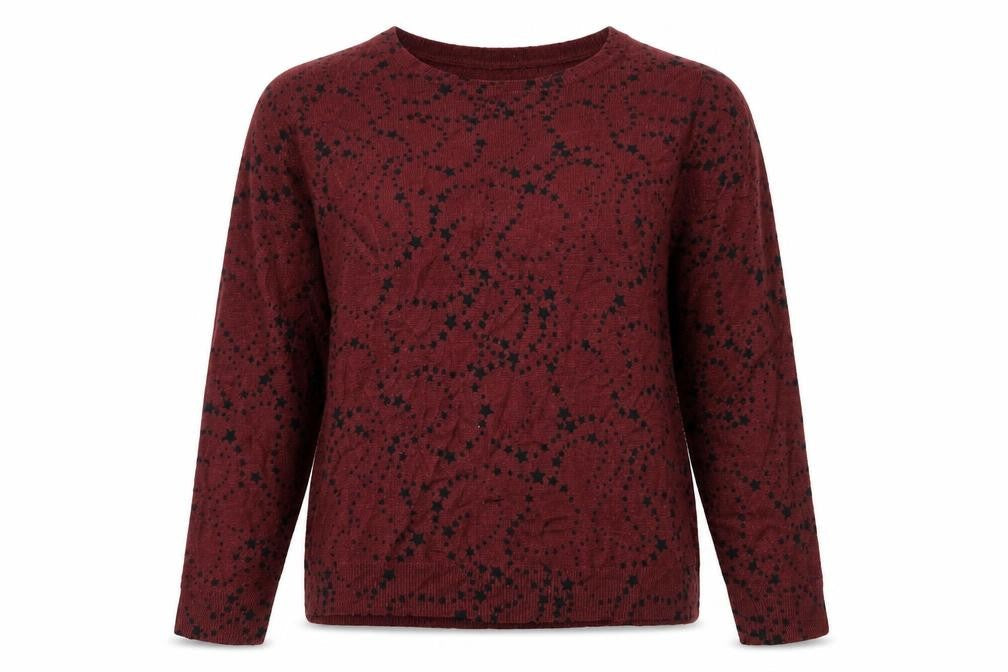 M&Co Womens Red Crew Neck Geometric Acrylic Pullover Jumper Size 14 - Stars