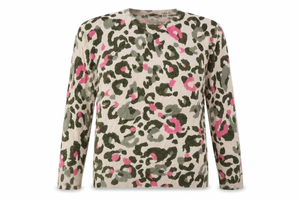 Marks and Spencer Womens Multicoloured Crew Neck Animal Print Acrylic Pullover Jumper Size 14