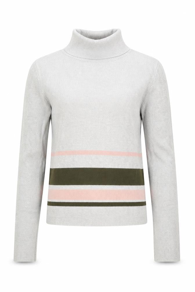 New Look Girls Grey Roll Neck Striped Viscose Pullover Jumper Size 12-13 Years