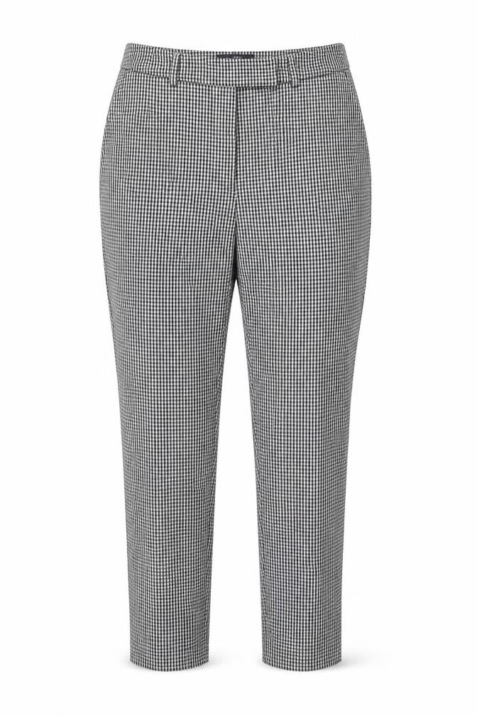 Marks and Spencer Womens Black Check Polyester Trousers Size 8 L28 in Regular Zip