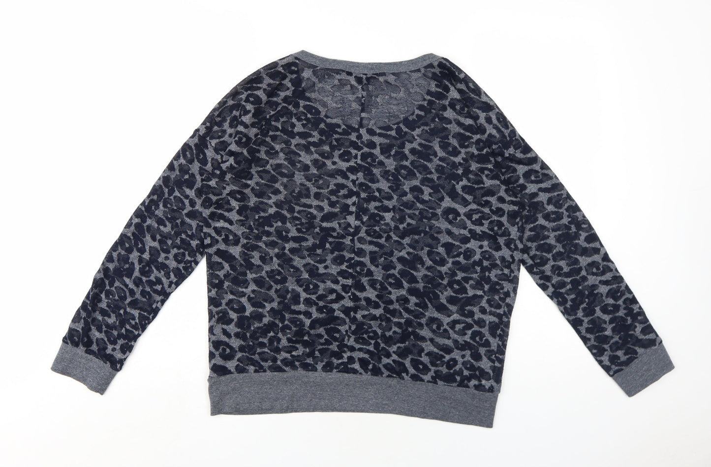 FOREVER 21 Womens Blue Animal Print Cotton Pullover Sweatshirt Size L Pullover - Leopard Print