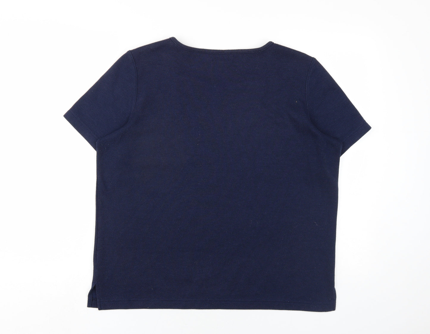 Bonmarché Womens Blue Polyester Basic T-Shirt Size M Round Neck