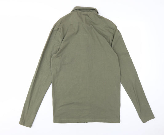 ASOS Mens Green Cotton Button-Up Size L Collared Button