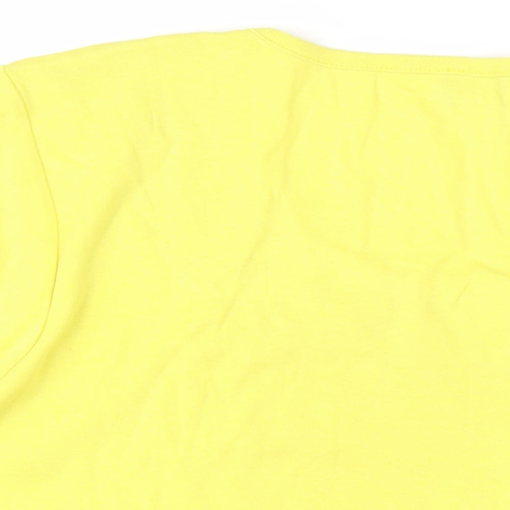 Klass Womens Yellow Cotton Basic T-Shirt Size L Round Neck