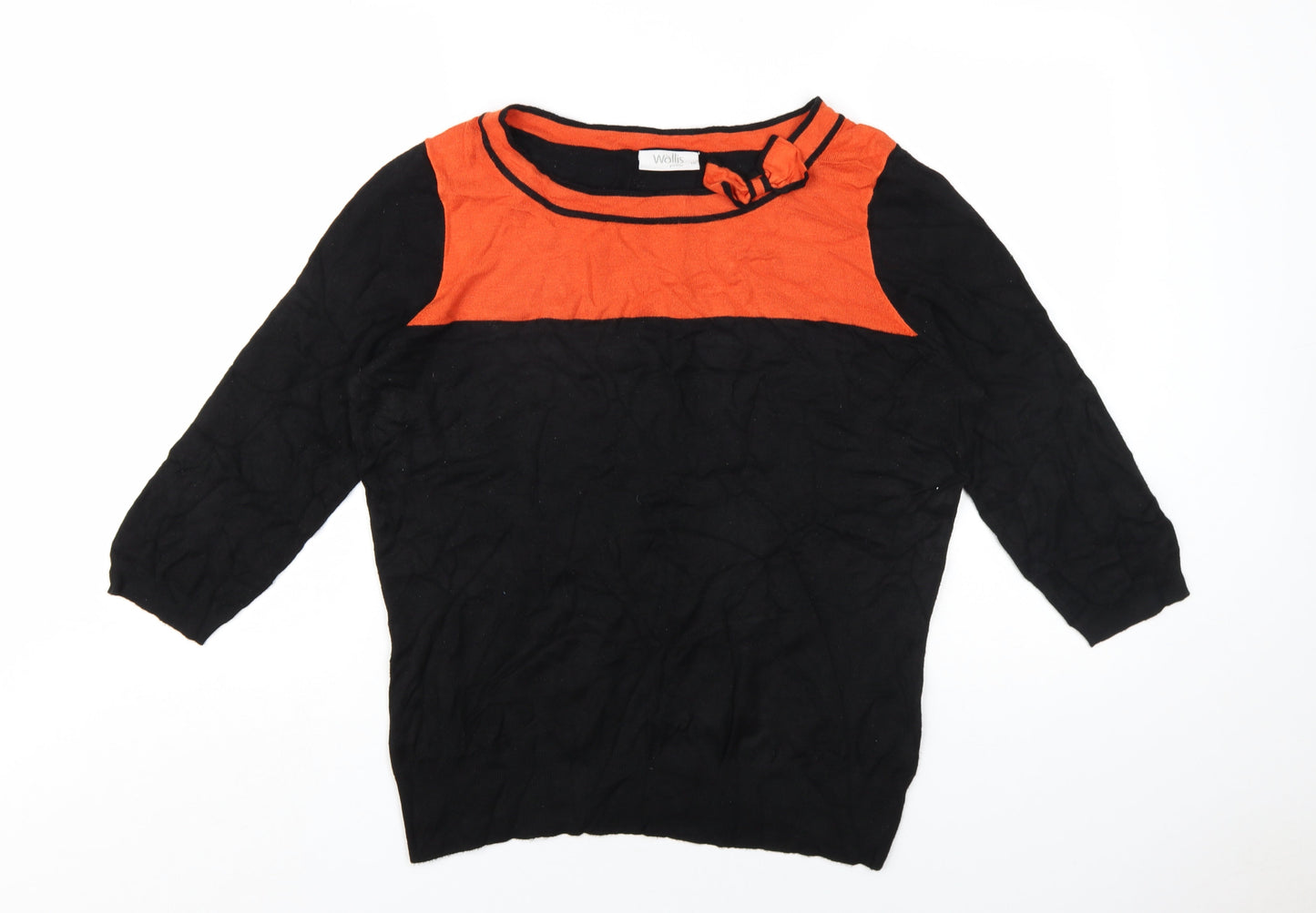 Wallis Womens Black Square Neck Polyester Pullover Jumper Size 16