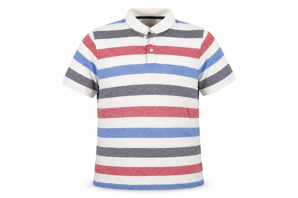 Sand Stone Mens Multicoloured Striped Cotton Polo Size XL Collared Button