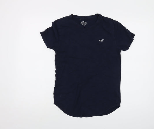 Hollister Womens Blue Cotton Basic T-Shirt Size 2XS Round Neck