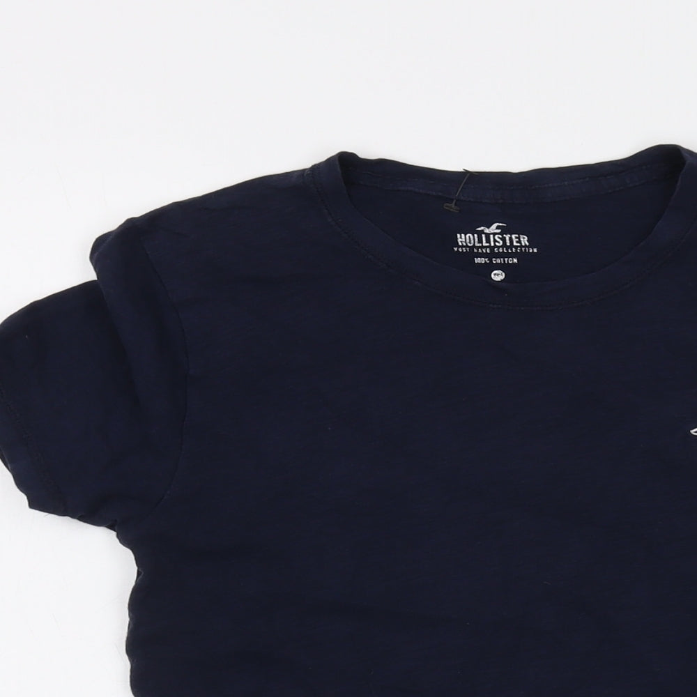 Hollister Womens Blue Cotton Basic T-Shirt Size 2XS Round Neck