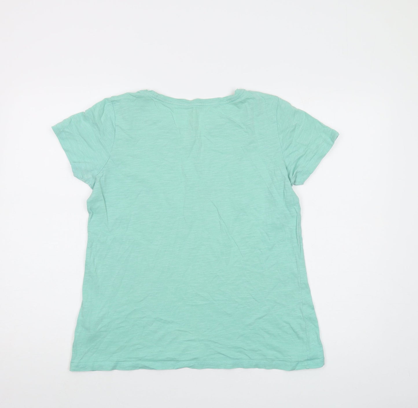 Thought Womens Green Cotton Basic T-Shirt Size 12 Round Neck