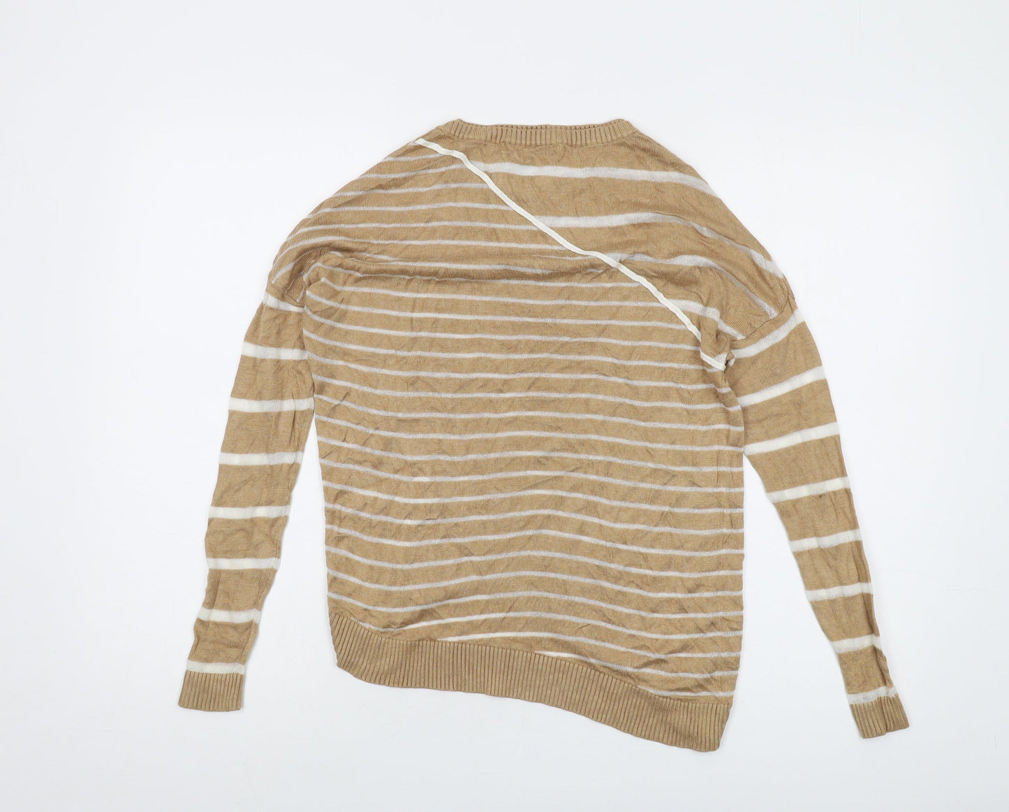 Maison de Nimes Womens Beige Round Neck Striped Viscose Pullover Jumper Size XS