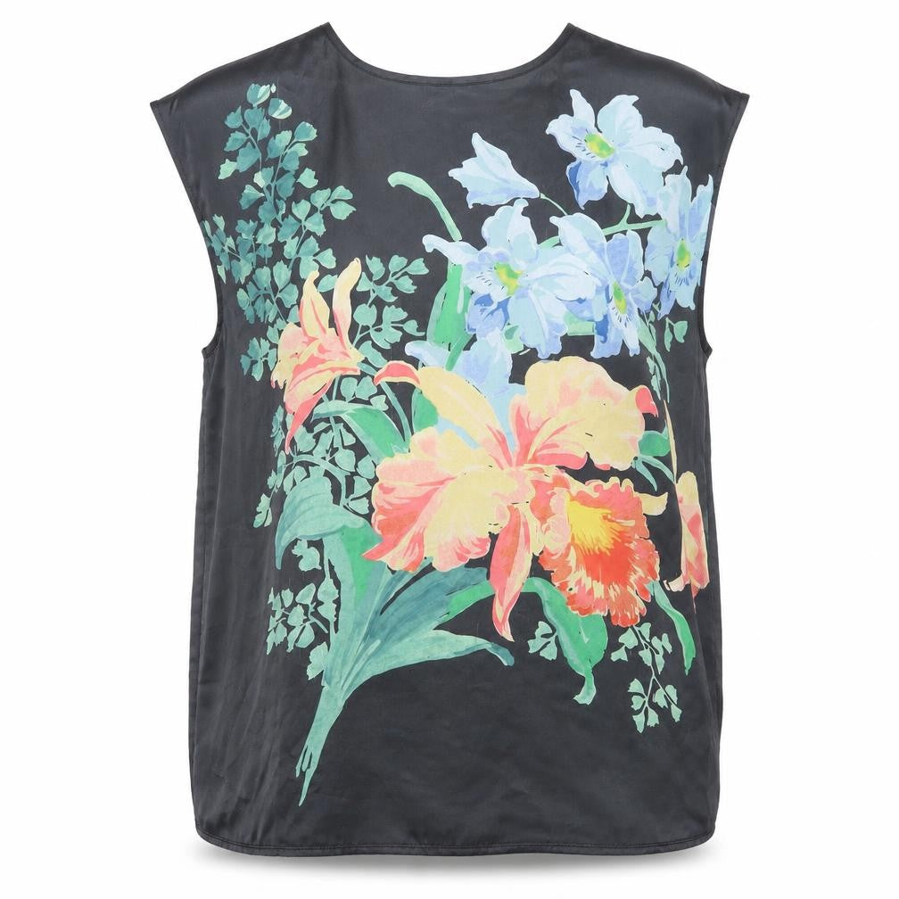 Wallis Womens Black Floral Polyester Tunic Blouse Size M Round Neck